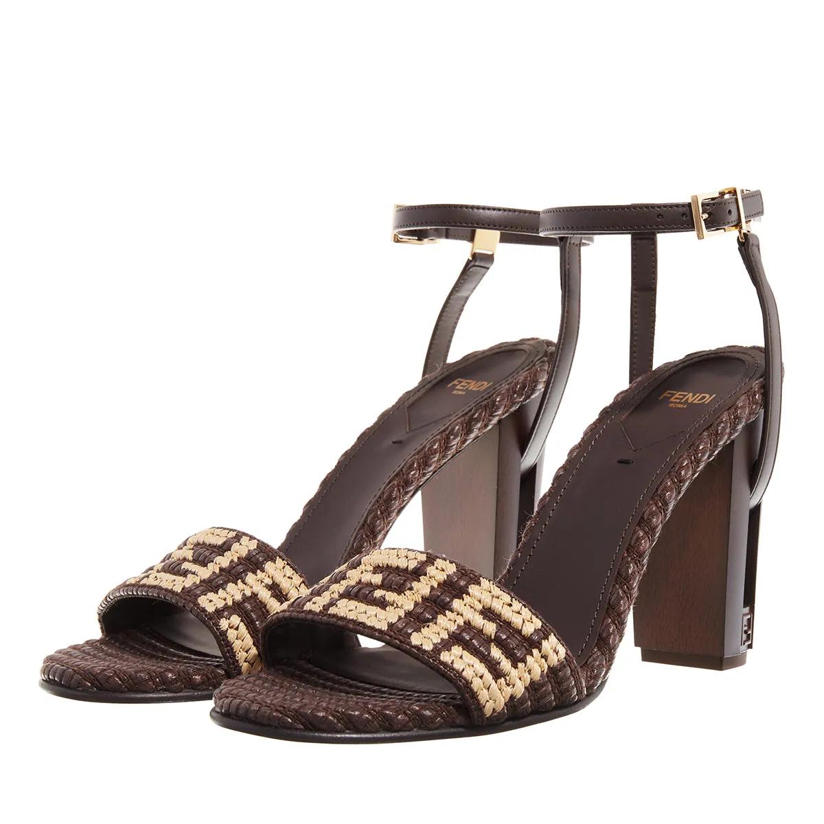 Fendi Hohe Schuhe - Delfina Raffia Sandles - Gr. 36 (EU) - in Braun - für Damen von Fendi