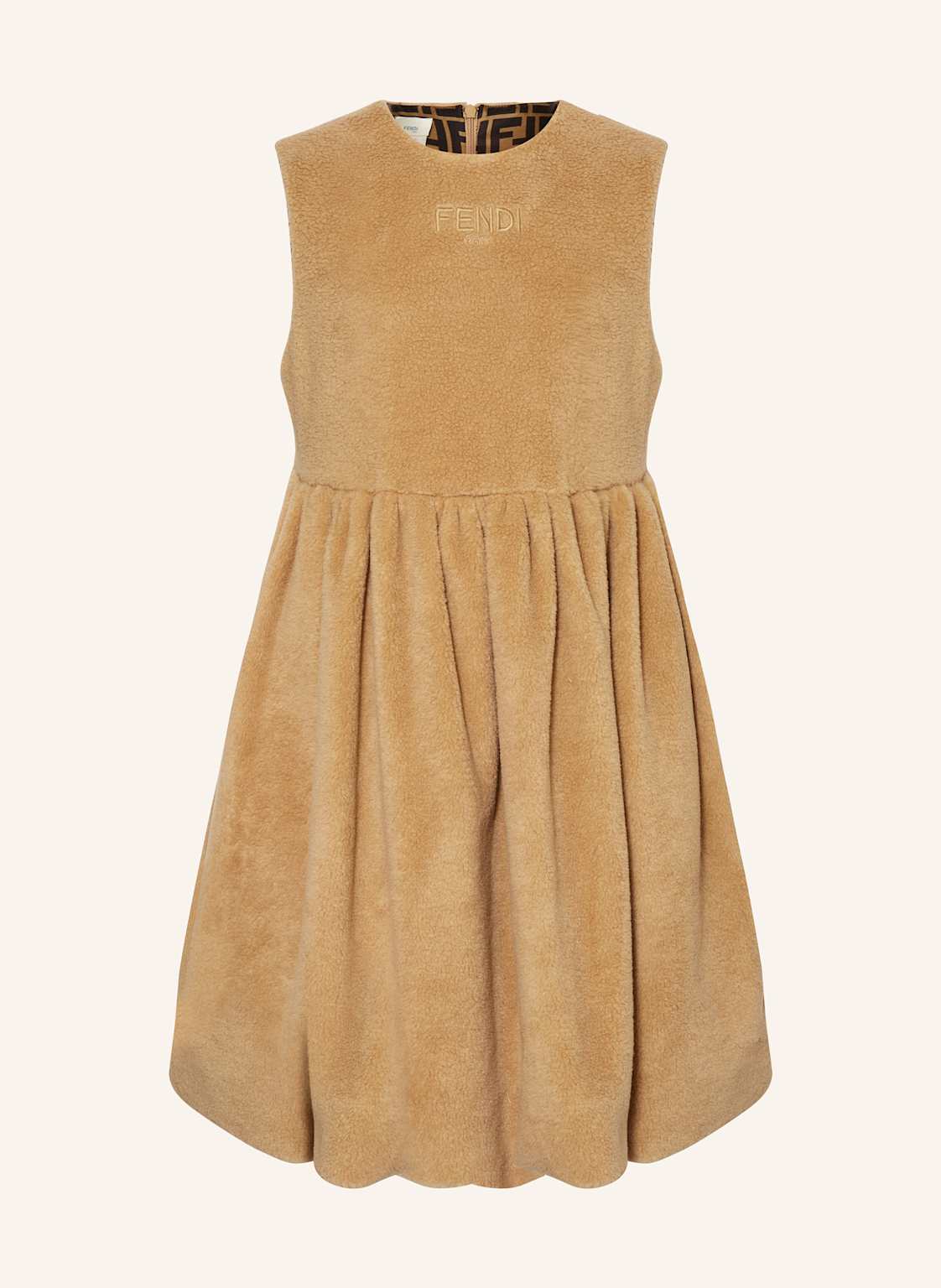 Fendi Kleid Mit Teddyfell beige von Fendi