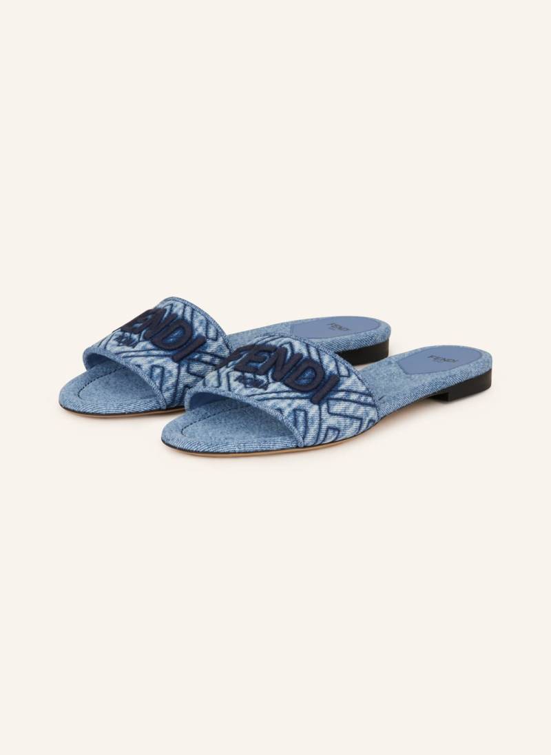 Fendi Pantoletten Slide blau von Fendi