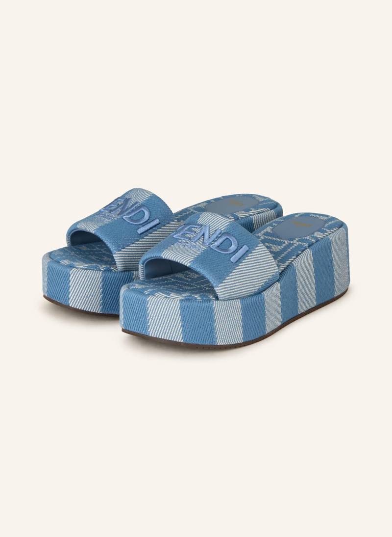 Fendi Plateau-Pantoletten blau von Fendi