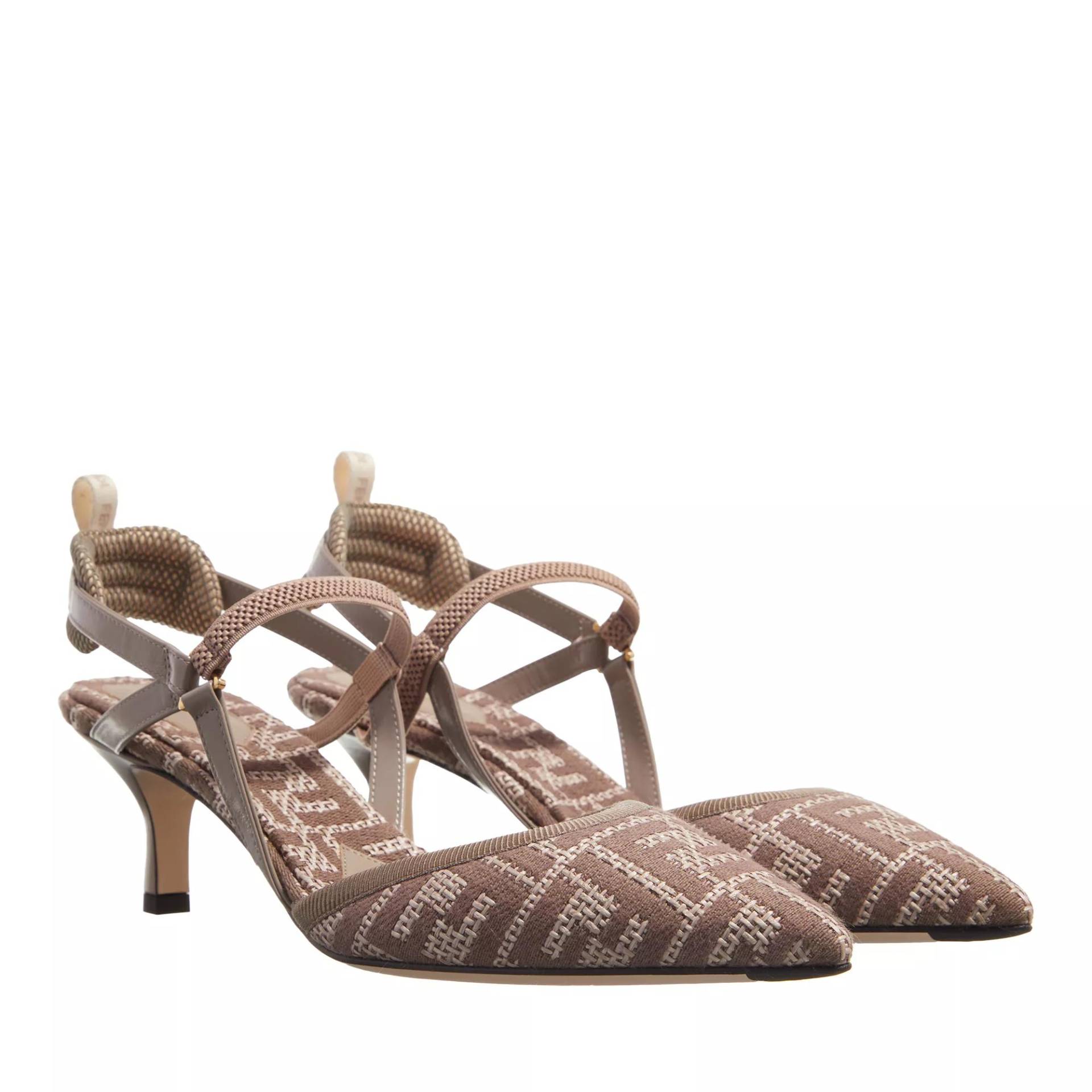 Fendi Pumps & High Heels - Slingback In Cotone Rafia Motivo FF Jacquard - Gr. 37 (EU) - in Braun - für Damen von Fendi