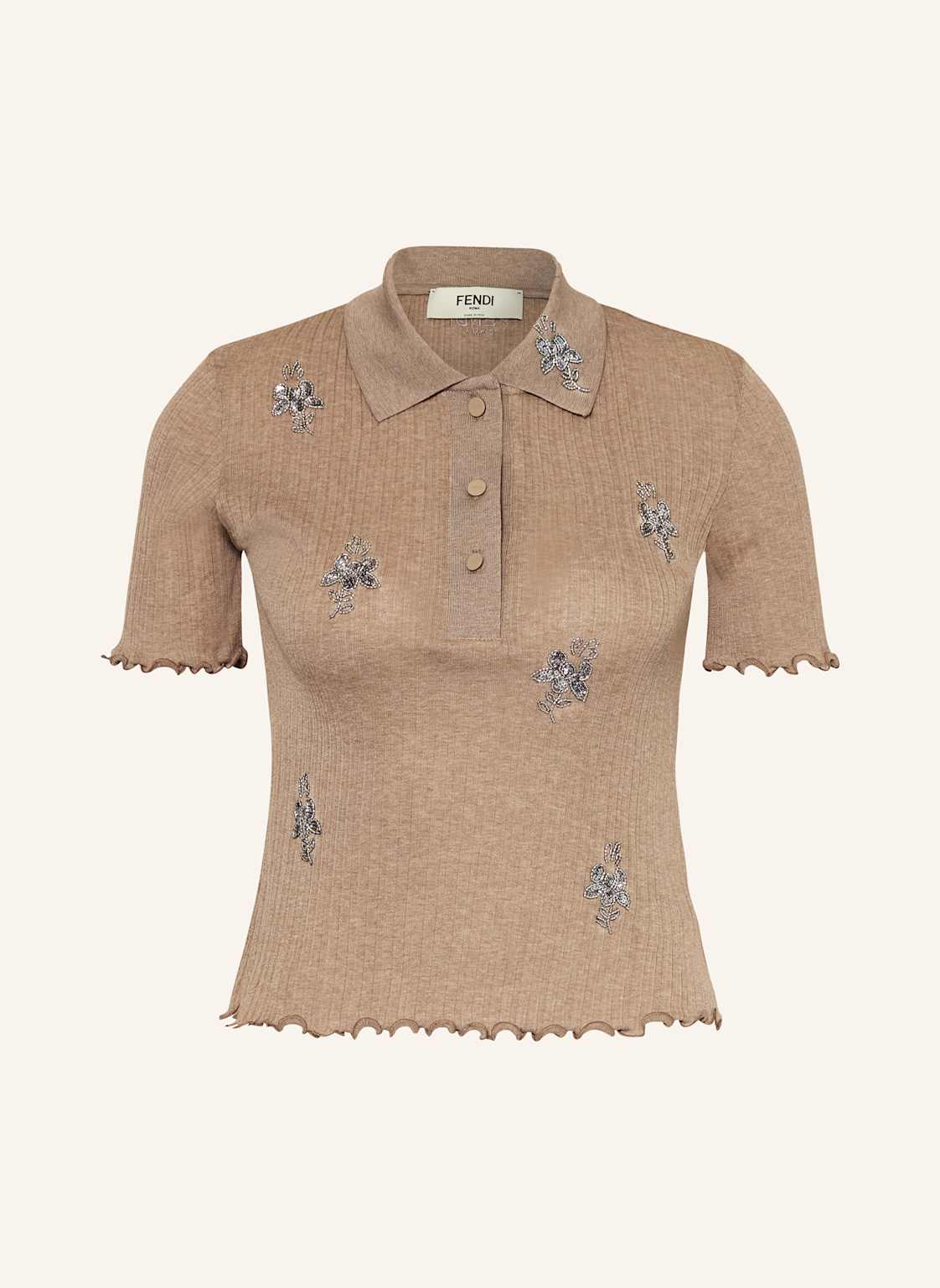 Fendi Strick-Poloshirt Mit Schmucksteinen braun Fendi Strick-Poloshirt Mit Schmucksteinen braun von Fendi