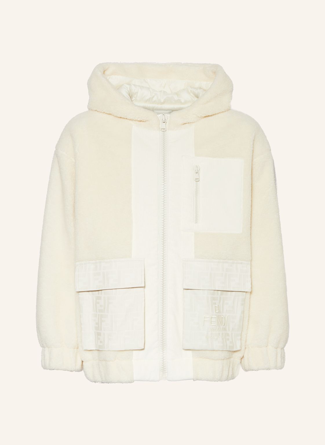 Fendi Teddyfell-Jacke Im Materialmix weiss Fendi Teddyfell-Jacke Im Materialmix weiss von Fendi