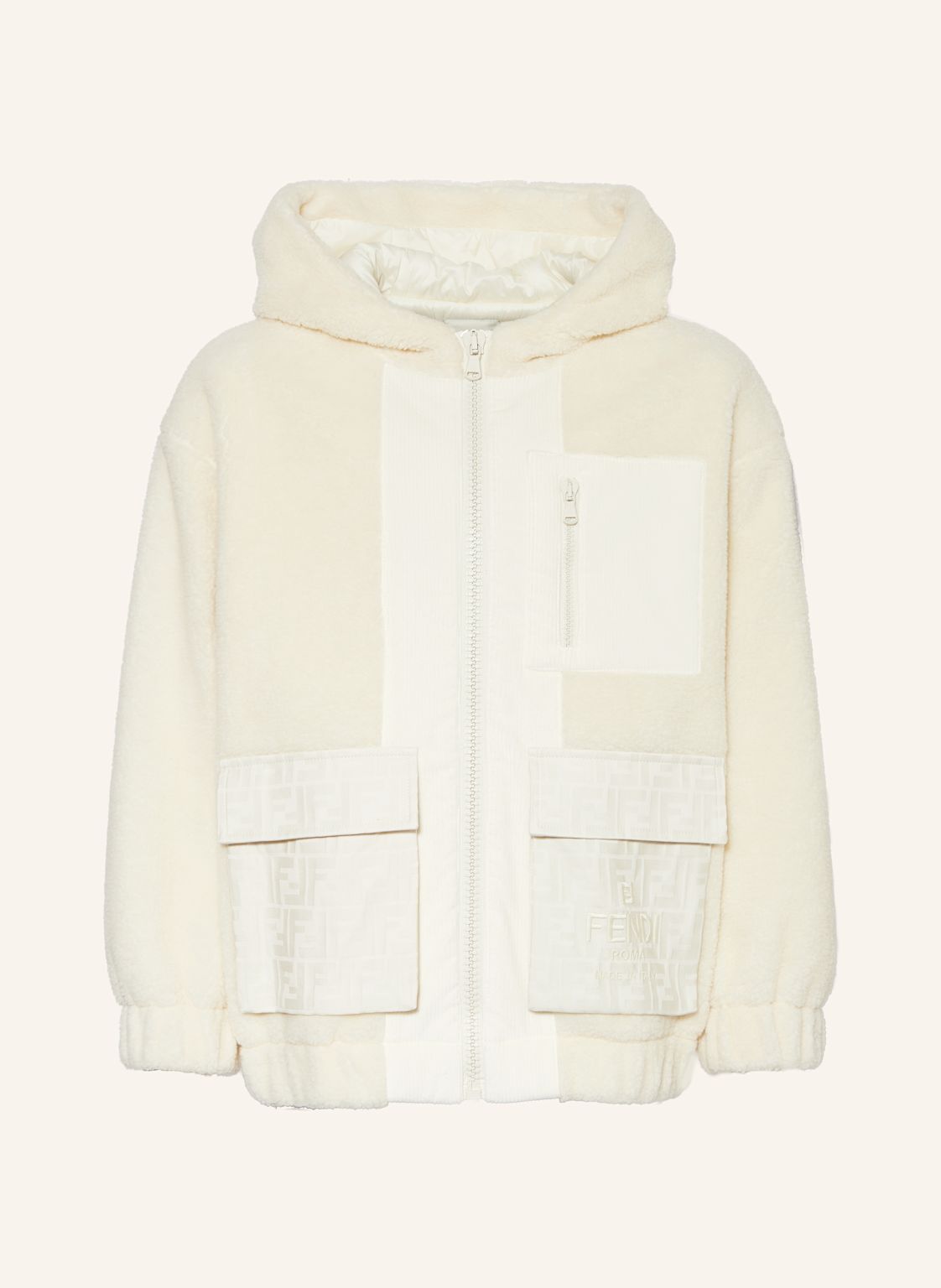 Fendi Teddyfell-Jacke Im Materialmix weiss von Fendi