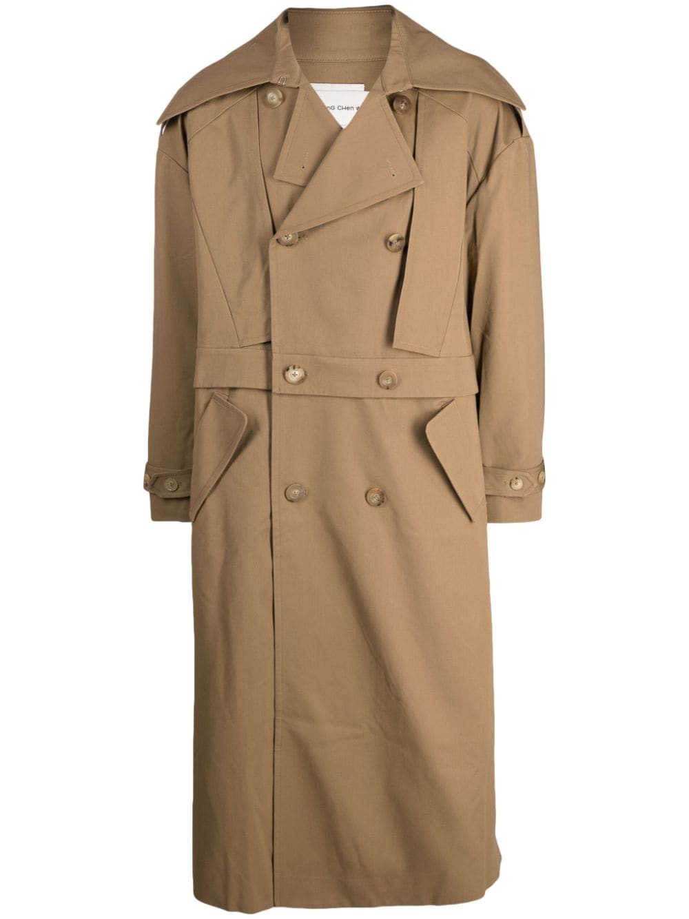 Feng Chen Wang double-breasted gabardine trench coat - Brown von Feng Chen Wang