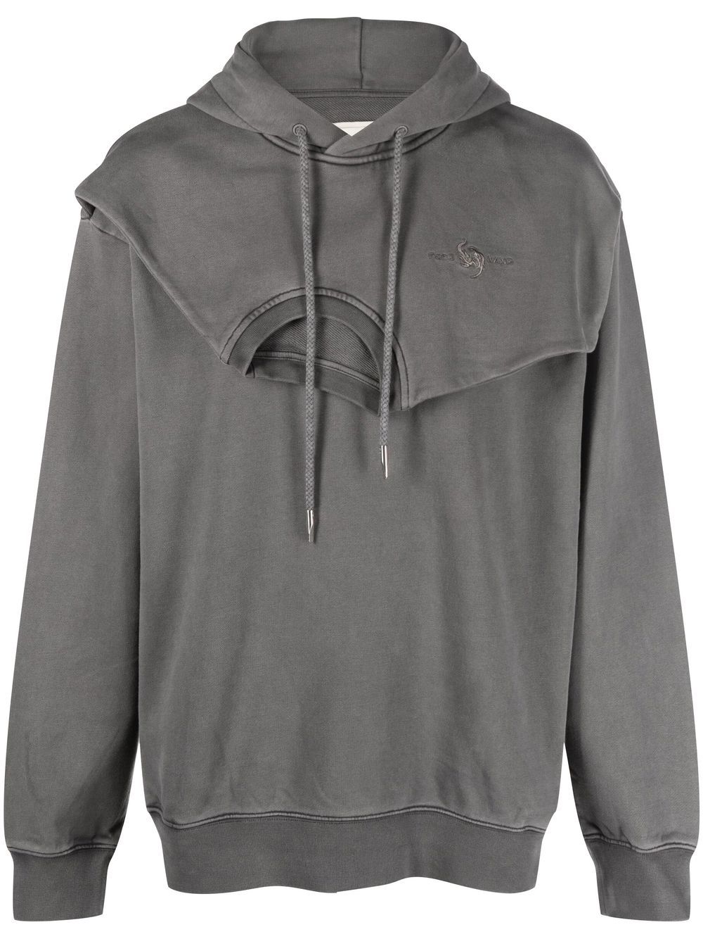 Feng Chen Wang double-collar layered hoodie - Grey von Feng Chen Wang