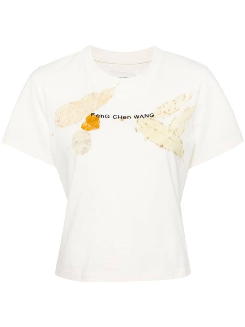 Feng Chen Wang logo-embroidered cotton T-shirt - Neutrals von Feng Chen Wang