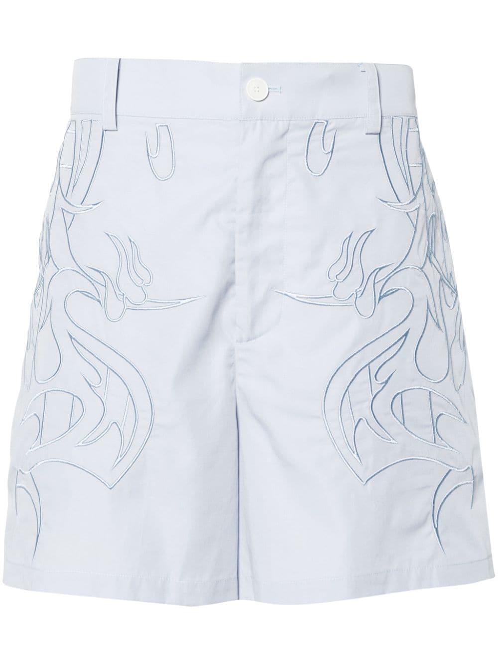 Feng Chen Wang motif-embroidered cotton shorts - Blue von Feng Chen Wang