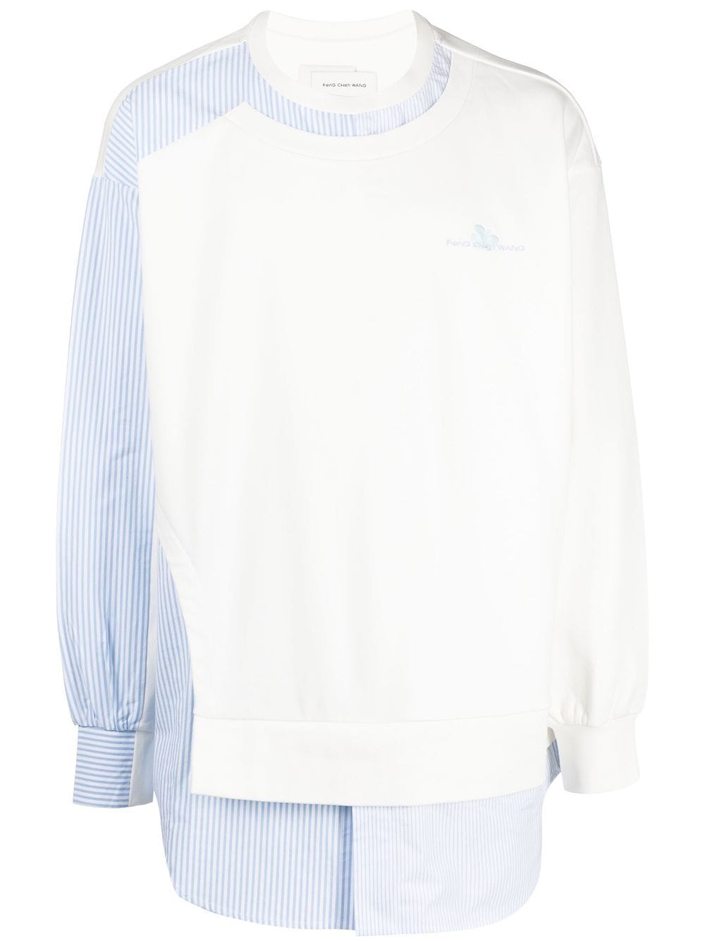 Feng Chen Wang patchwork stripe-print sweatshirt - White von Feng Chen Wang