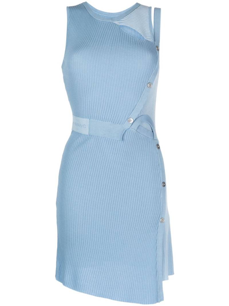 Feng Chen Wang ribbed-knit asymmetric minidress - Blue von Feng Chen Wang