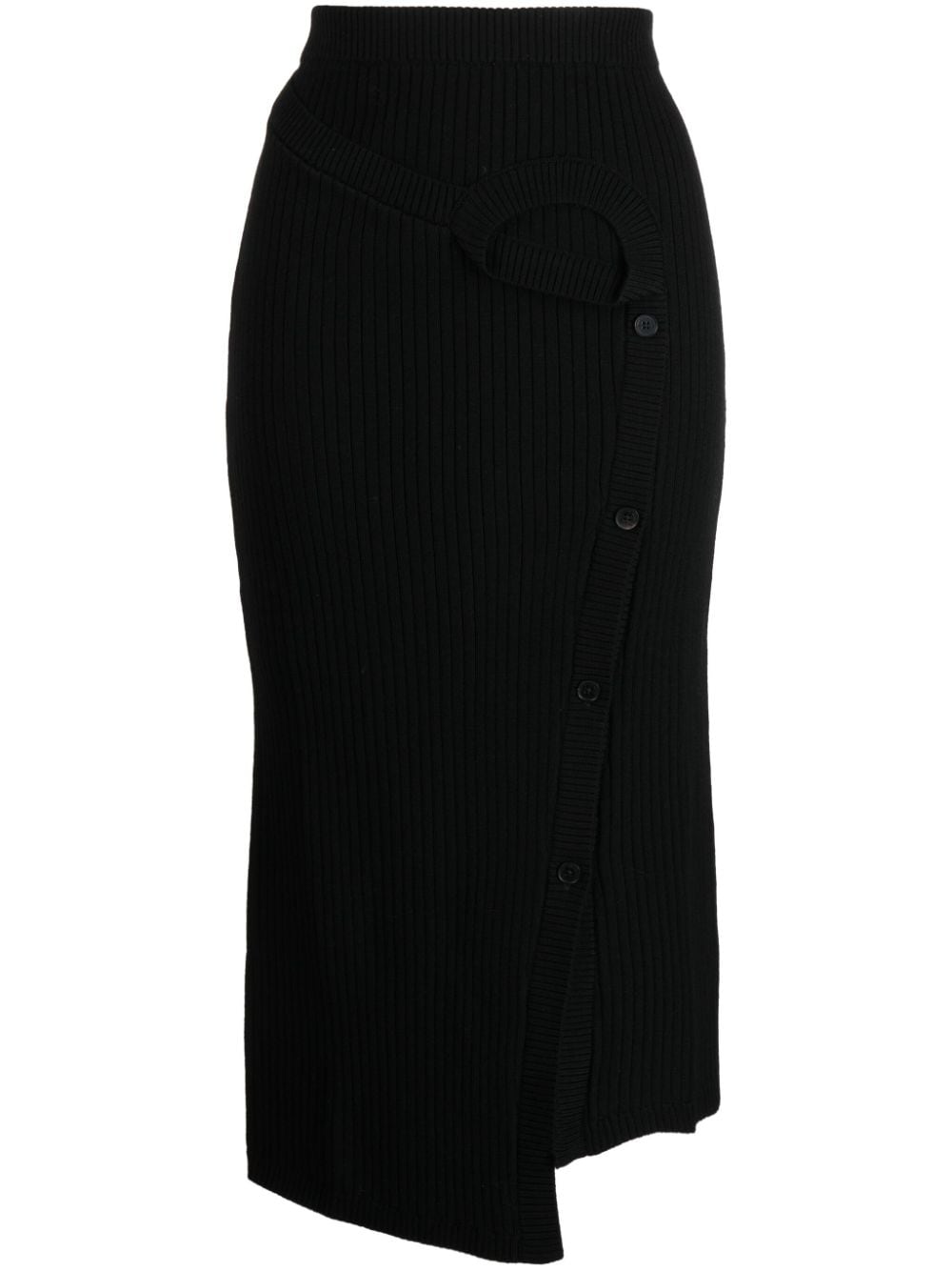 Feng Chen Wang ribbed-knit wool midi skirt - Black von Feng Chen Wang