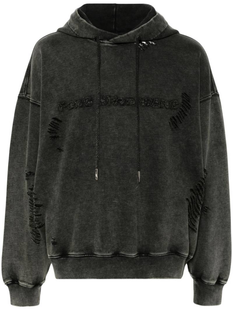 Feng Chen Wang ripped cotton hoodie - Grey von Feng Chen Wang