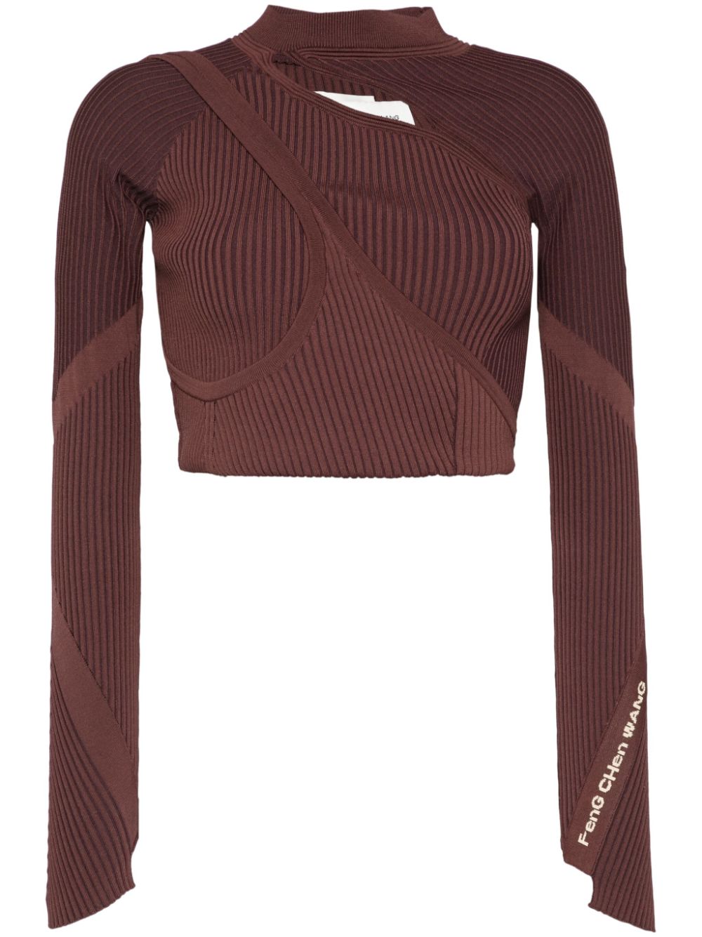 Feng Chen Wang slash-neck knitted top - Brown von Feng Chen Wang