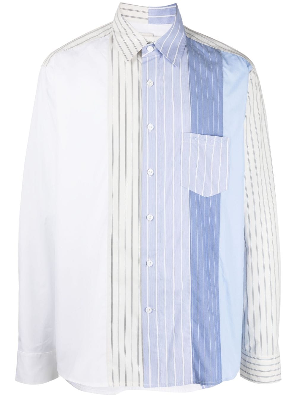 Feng Chen Wang striped panelled shirt - Blue von Feng Chen Wang