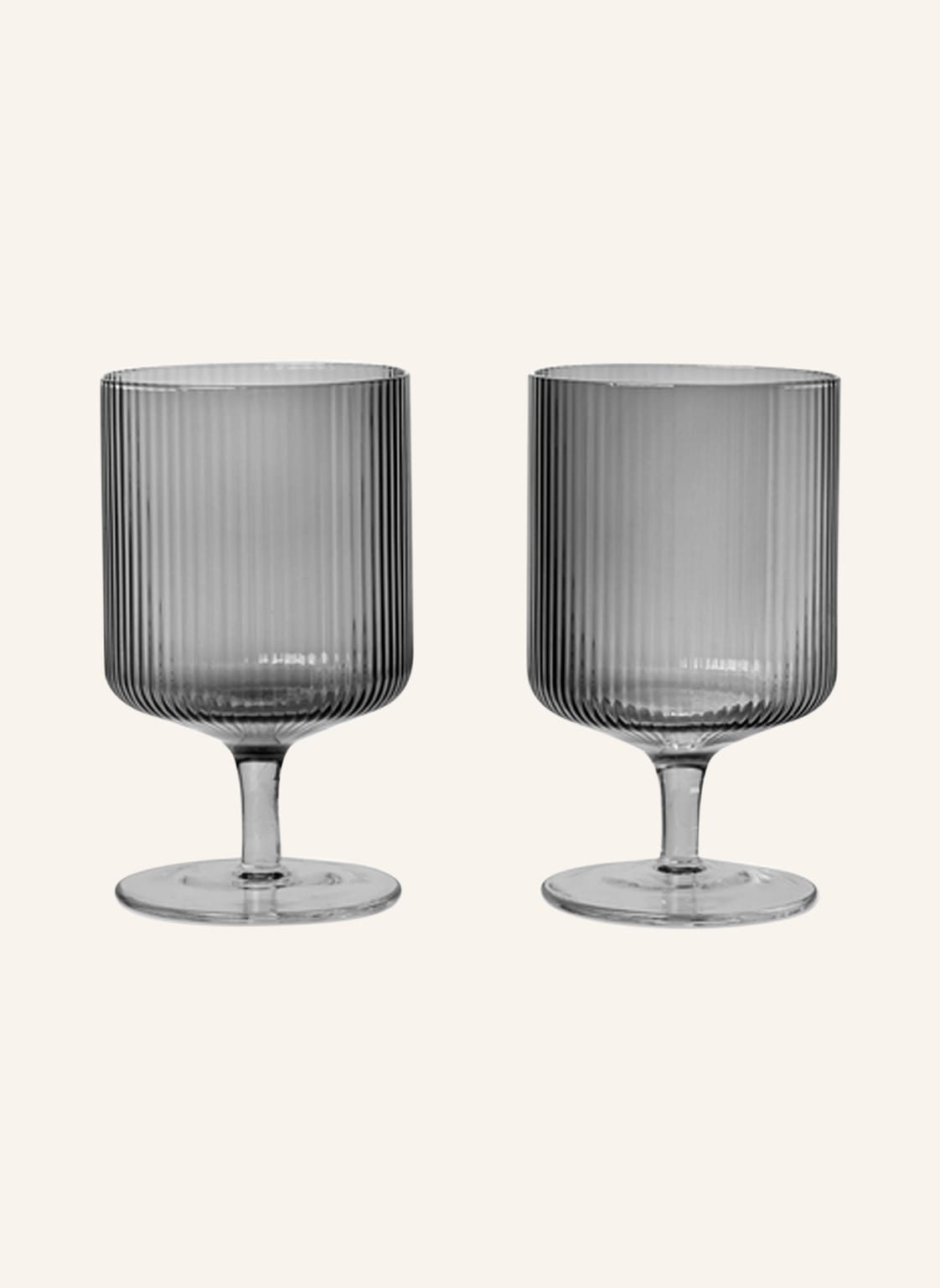Ferm Living 2er-Set Weingläser Ripple grau Ferm Living 2er-Set Weingläser Ripple grau von Ferm LIVING