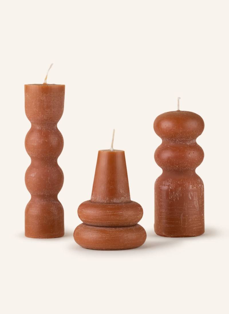 Ferm Living 3er-Set Kerzen Torno braun von Ferm LIVING