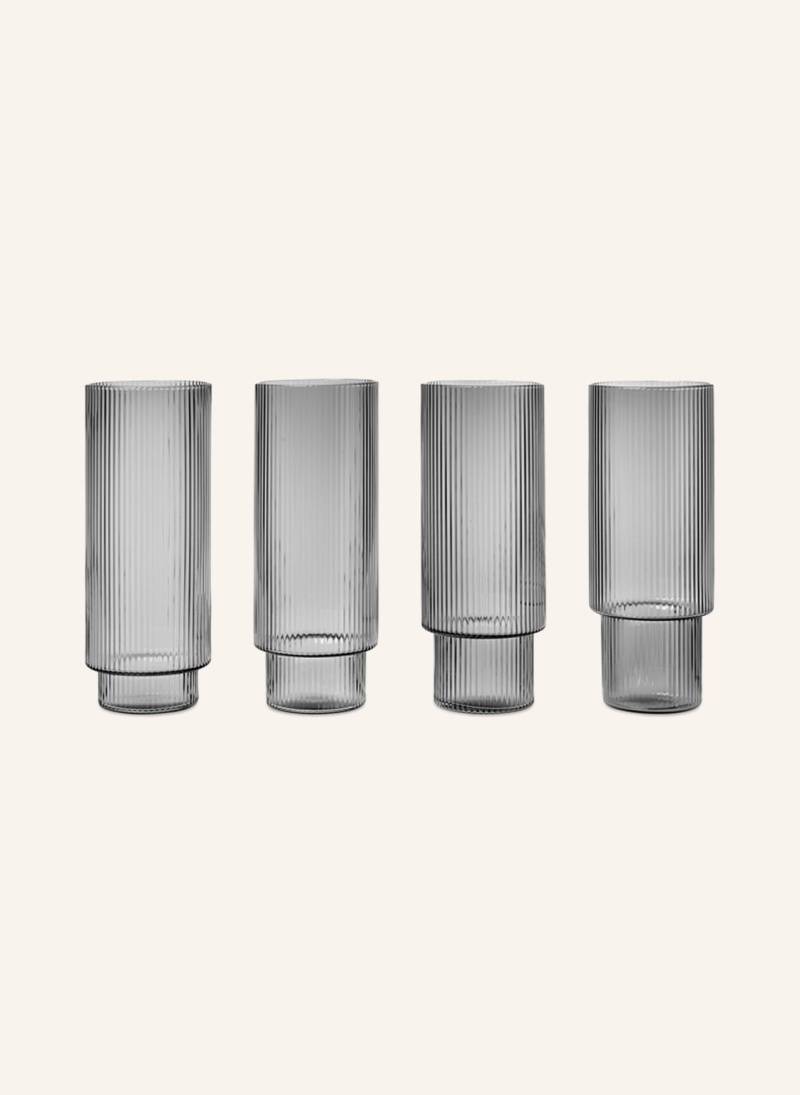 Ferm Living 4er-Set Cocktailgläser Ripple grau von Ferm LIVING