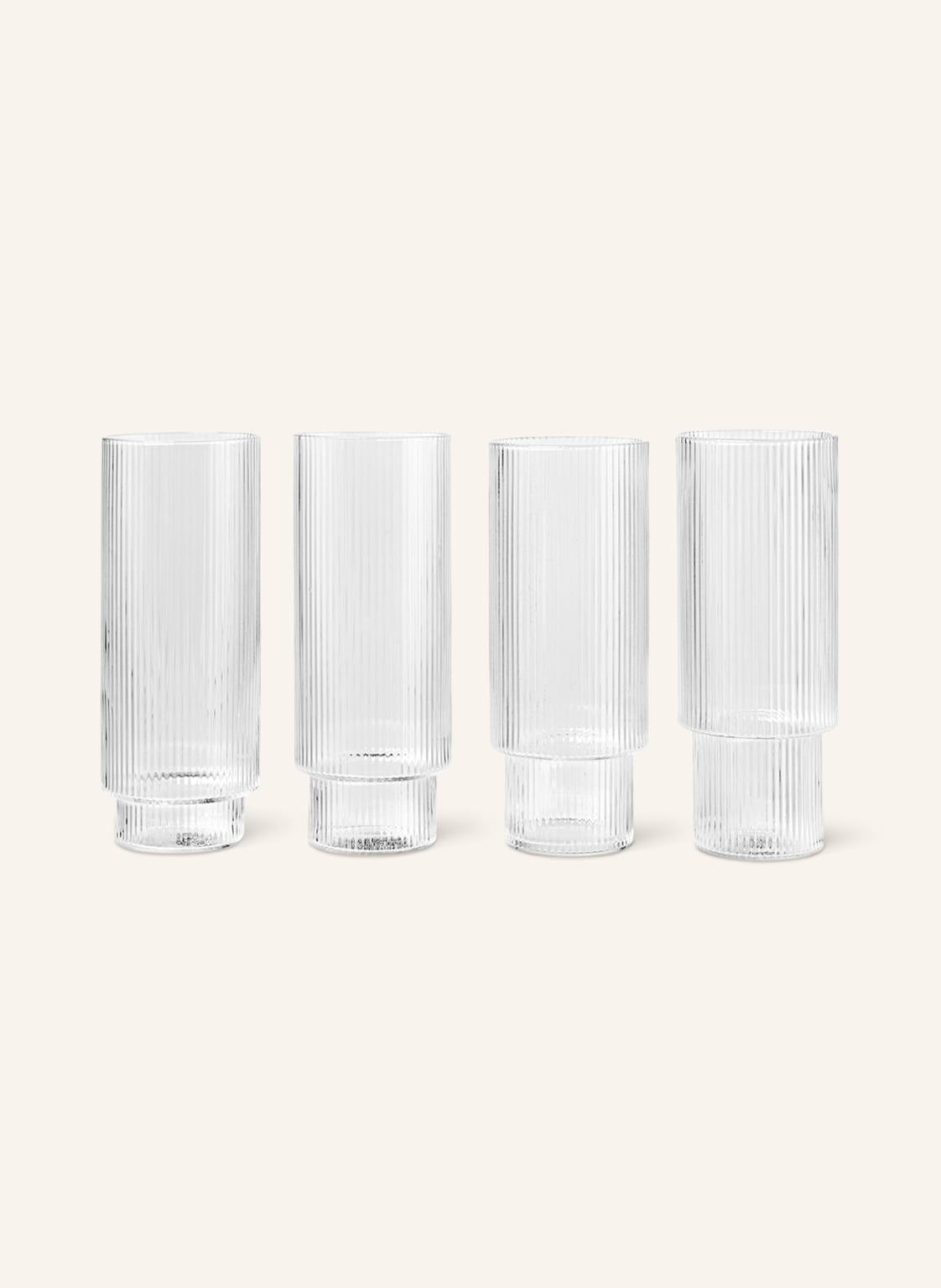 Ferm Living 4er-Set Cocktailgläser Ripple transparent