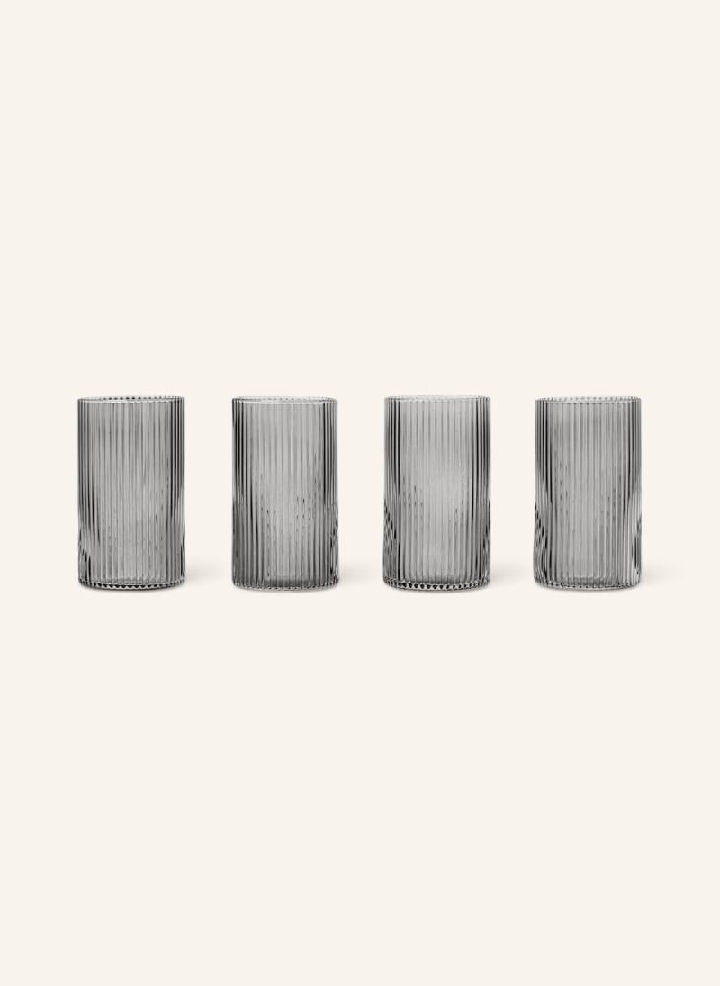 Ferm Living 4er-Set Wassergläser Ripple grau von Ferm LIVING