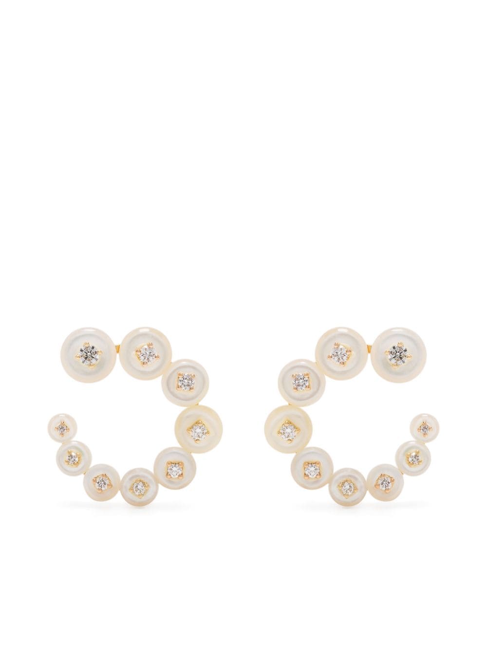 Fernando Jorge 18kt yellow gold small Circle mother-of-pearl diamond earrings von Fernando Jorge