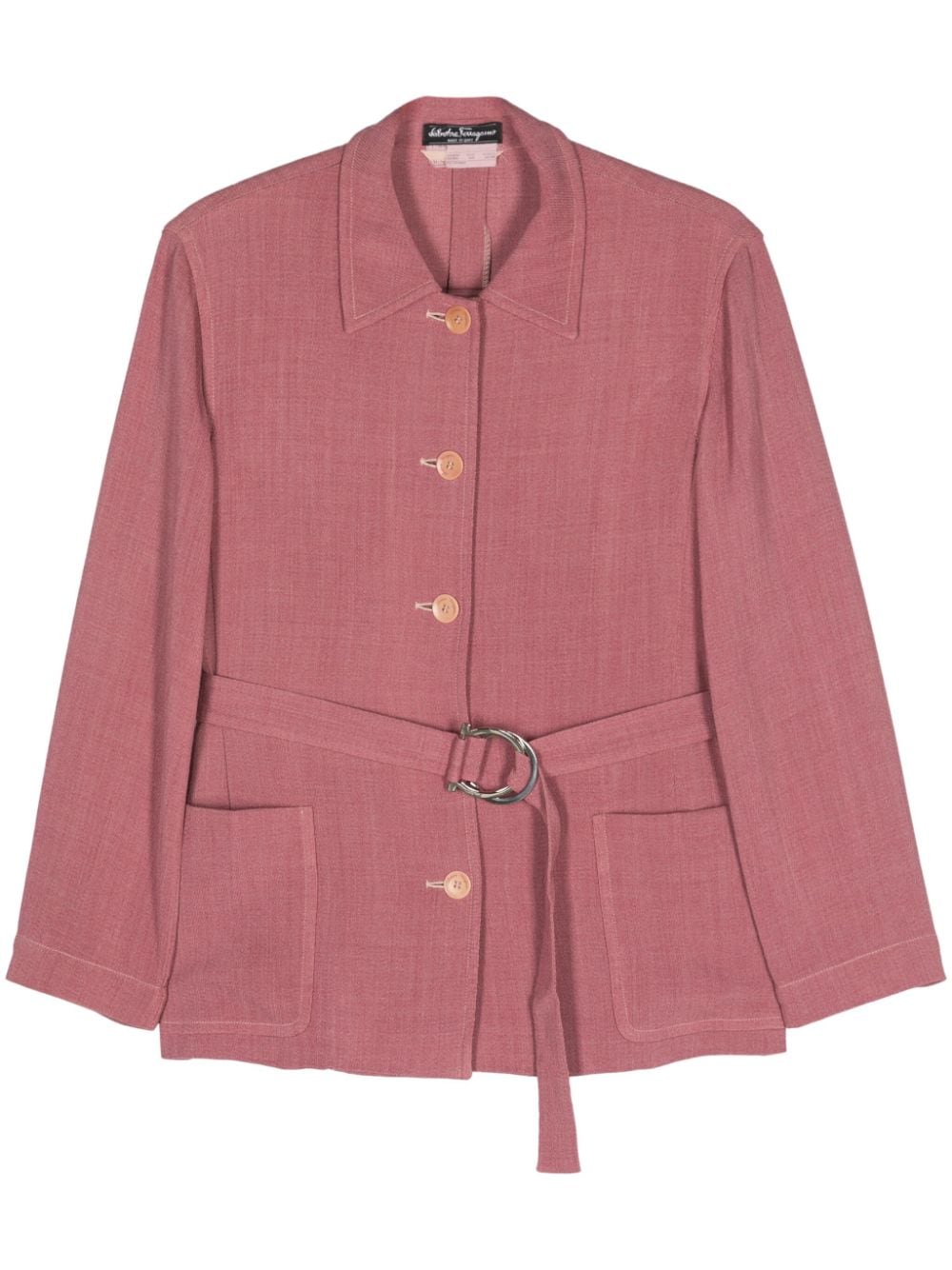 Ferragamo Pre-Owned 1980s belted buttoned jacket - Pink von Ferragamo Pre-Owned