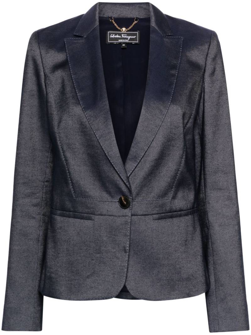 Ferragamo Pre-Owned 2000s single-breasted peplum blazer - Blue von Ferragamo Pre-Owned