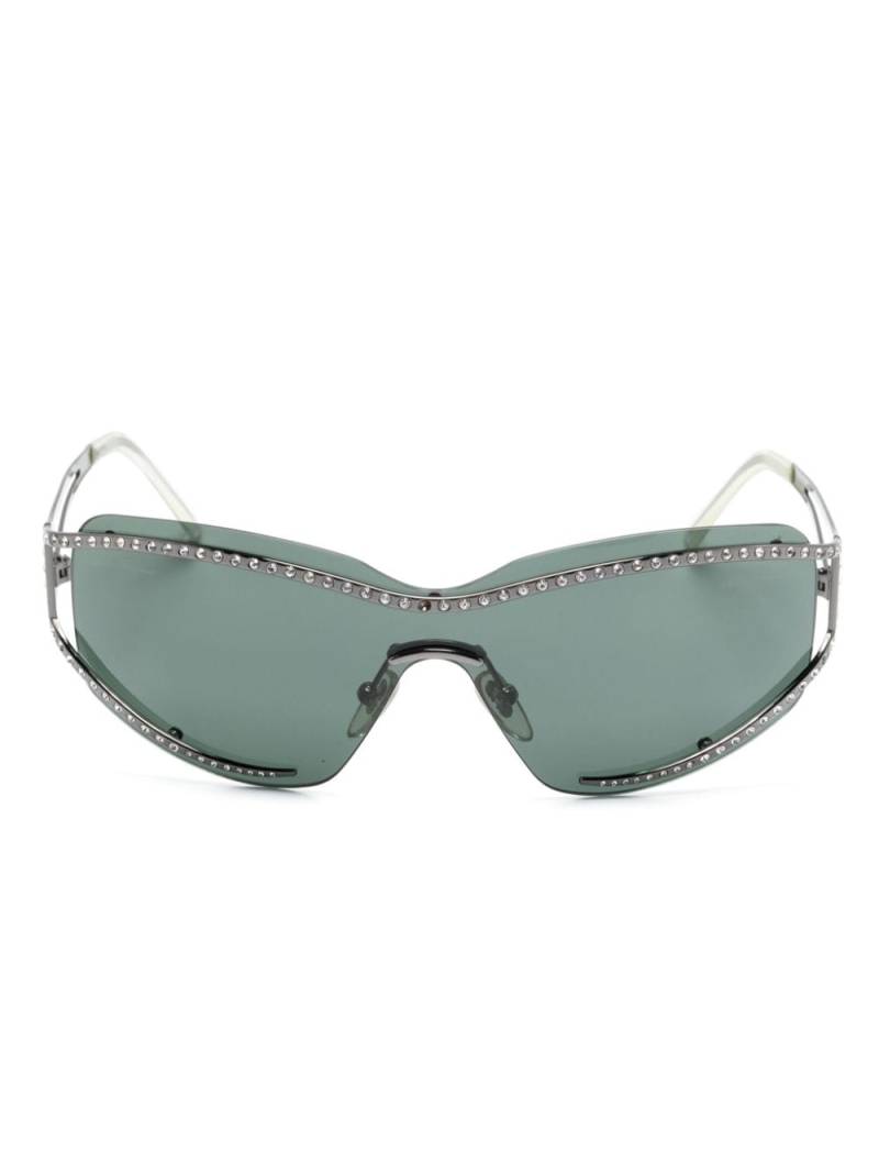 Ferragamo Pre-Owned crystal-embellished shield-frame sunglasses - Black von Ferragamo Pre-Owned