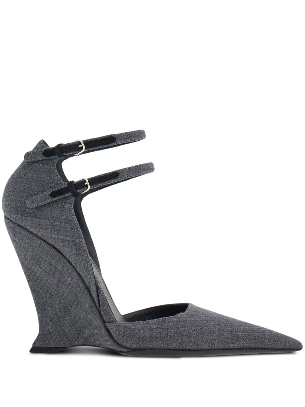 Ferragamo 105mm wool wedge pumps - Grey von Ferragamo