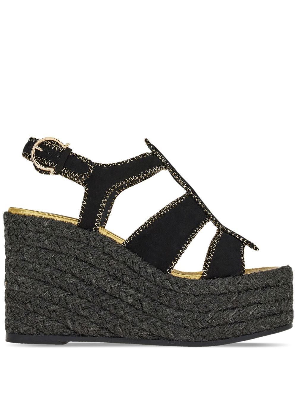 Ferragamo 55mm espadrille wedge sandals - Black von Ferragamo