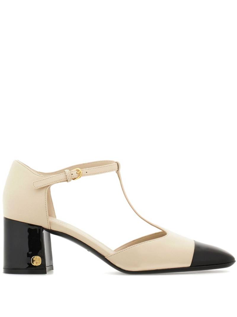 Ferragamo 60mm T-strap leather pumps - Black von Ferragamo