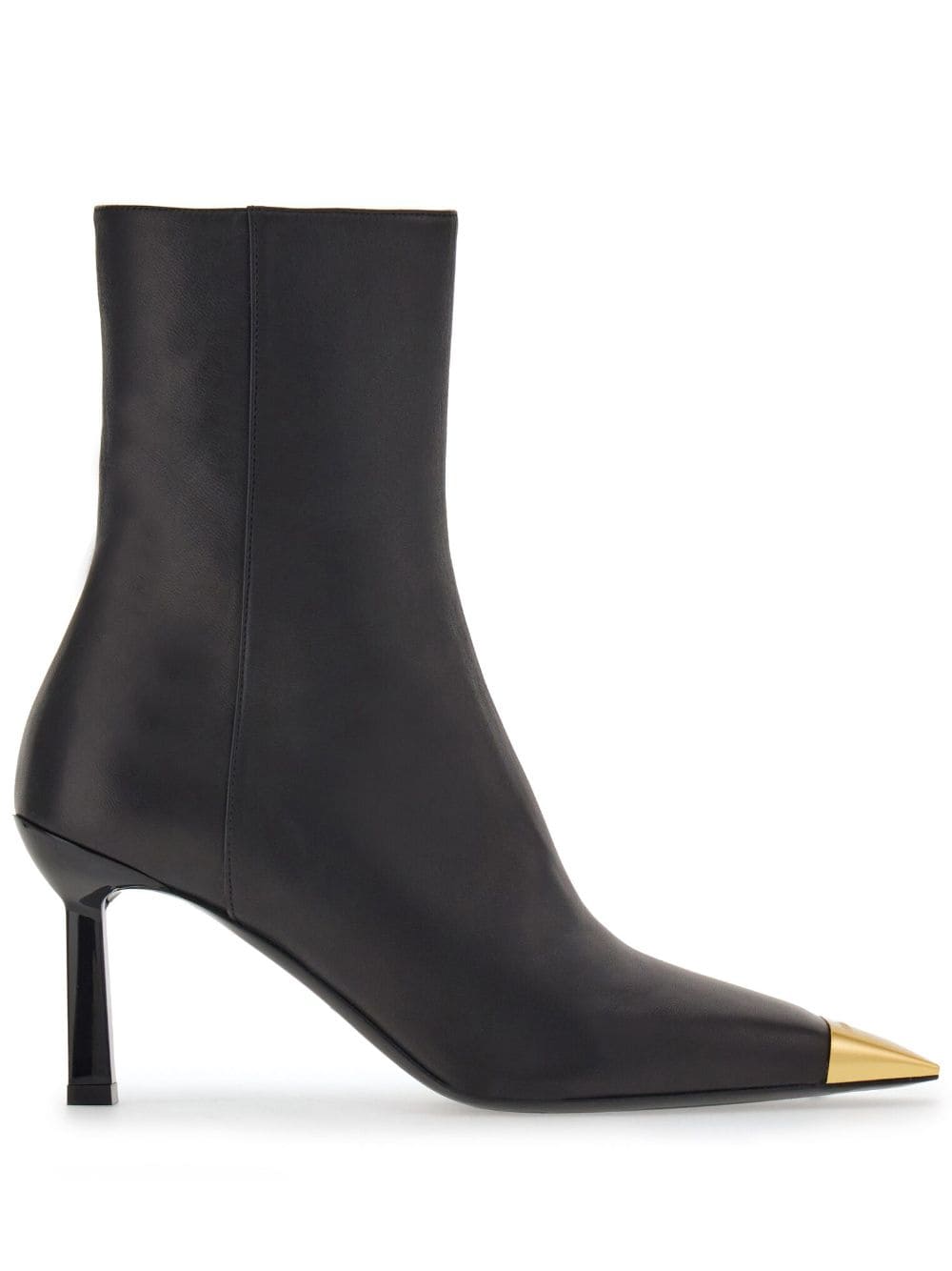 Ferragamo 70mm metal-toe leather boots - Black von Ferragamo