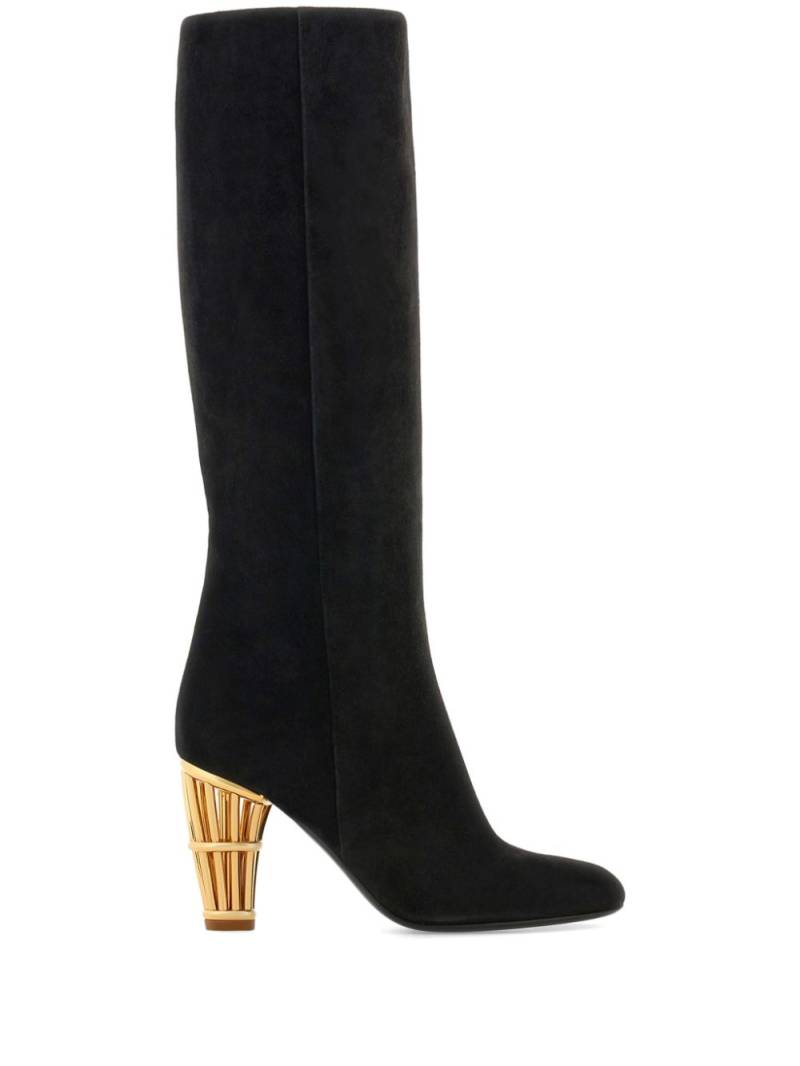 Ferragamo Cage suede knee-high boots - Black von Ferragamo