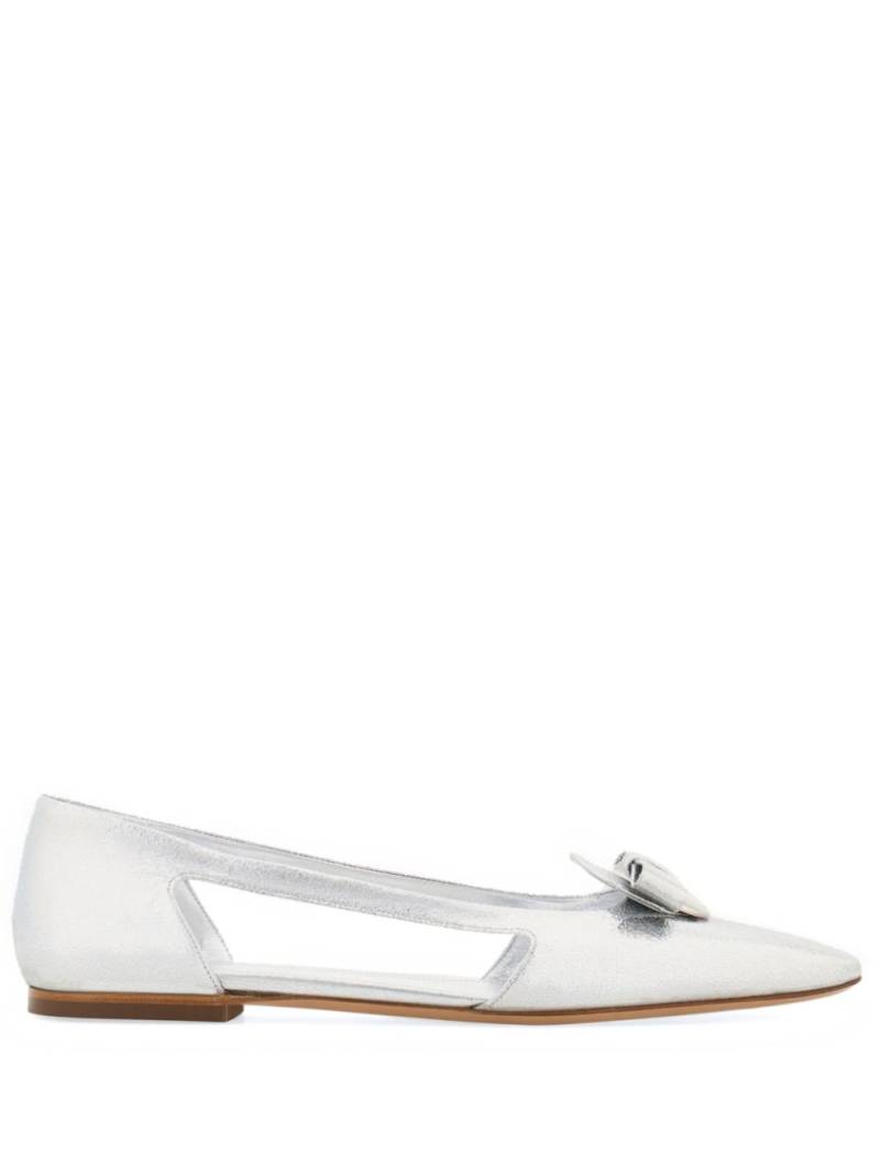 Ferragamo Drop Bow leather ballerina shoes - Silver von Ferragamo