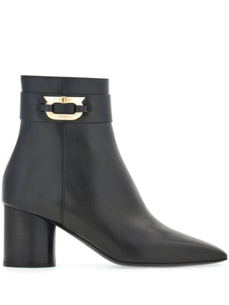 Ferragamo Gancini 60mm leather ankle boots - Black von Ferragamo