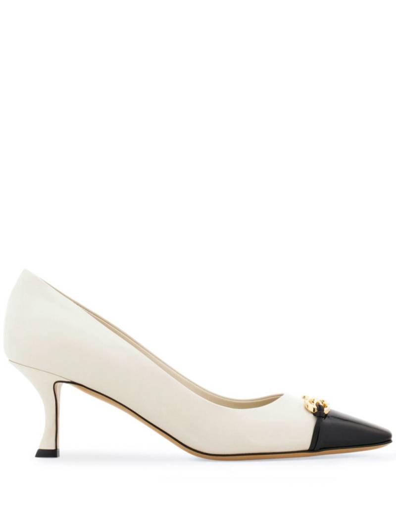 Ferragamo Gancini 60mm leather pumps - White von Ferragamo