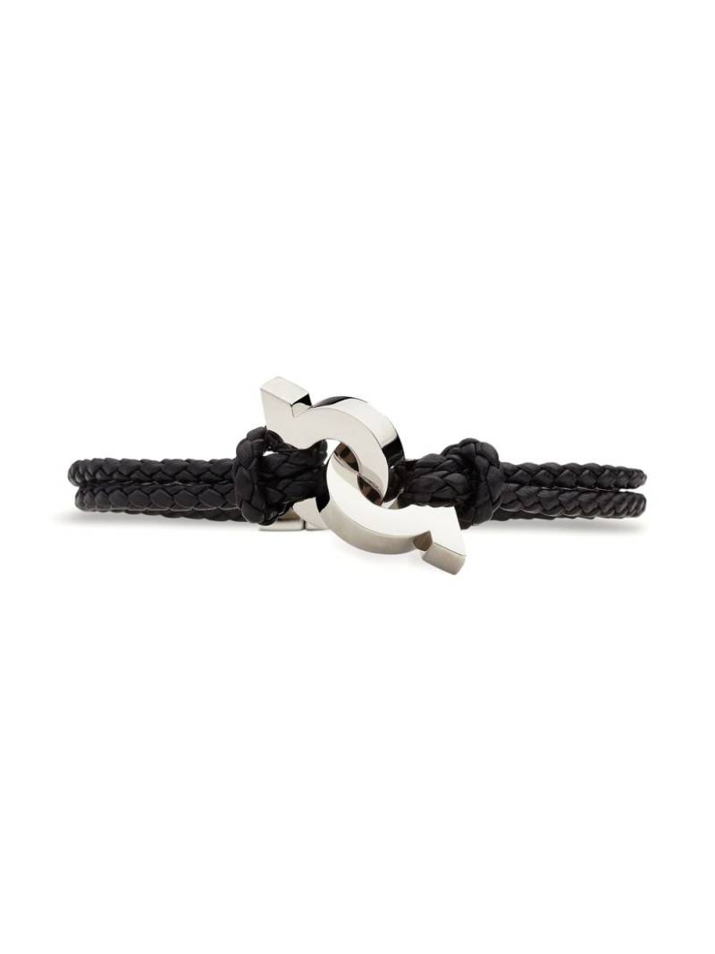 Ferragamo Gancini braided leather bracelet - Black von Ferragamo