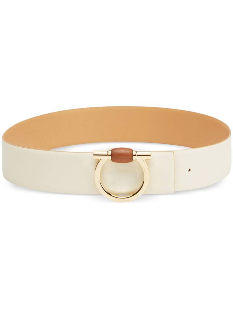 Ferragamo Gancini-buckle leather belt - White von Ferragamo