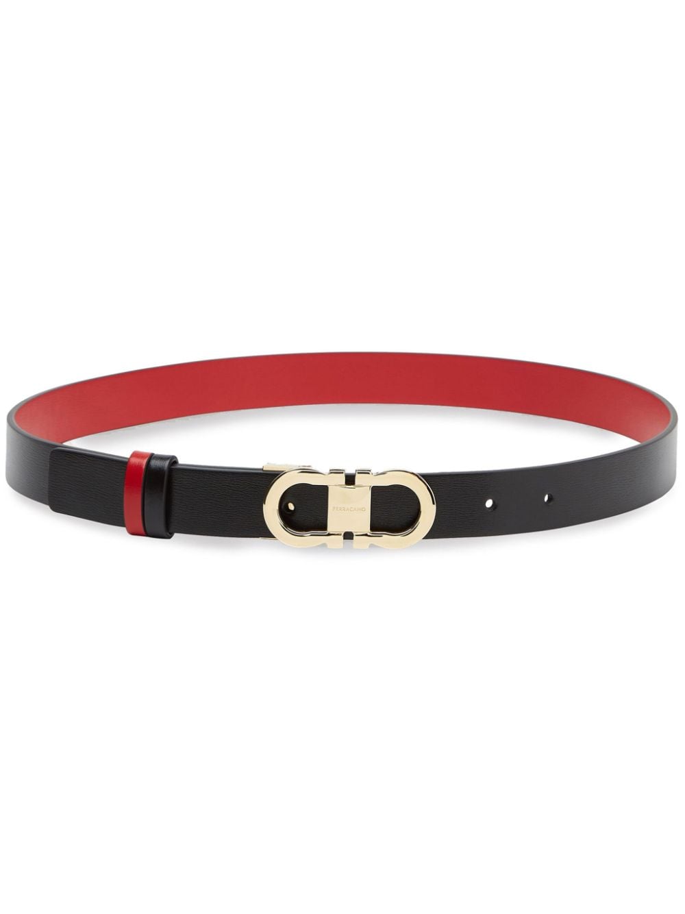 Ferragamo Gancini-buckle reversible leather belt - Black von Ferragamo