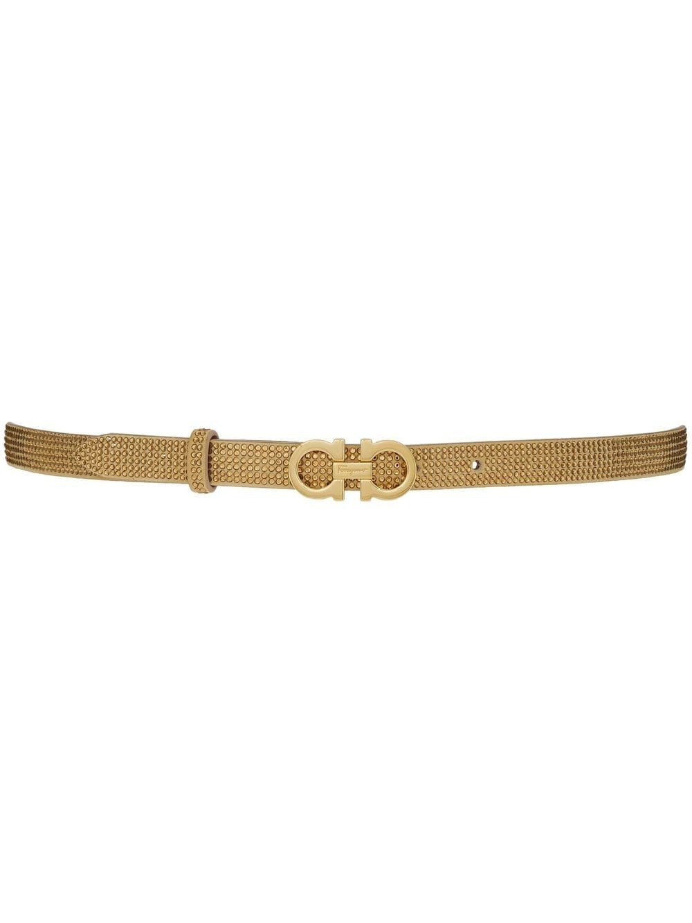 Ferragamo Gancini crystal-embellished adjustable belt - Neutrals von Ferragamo