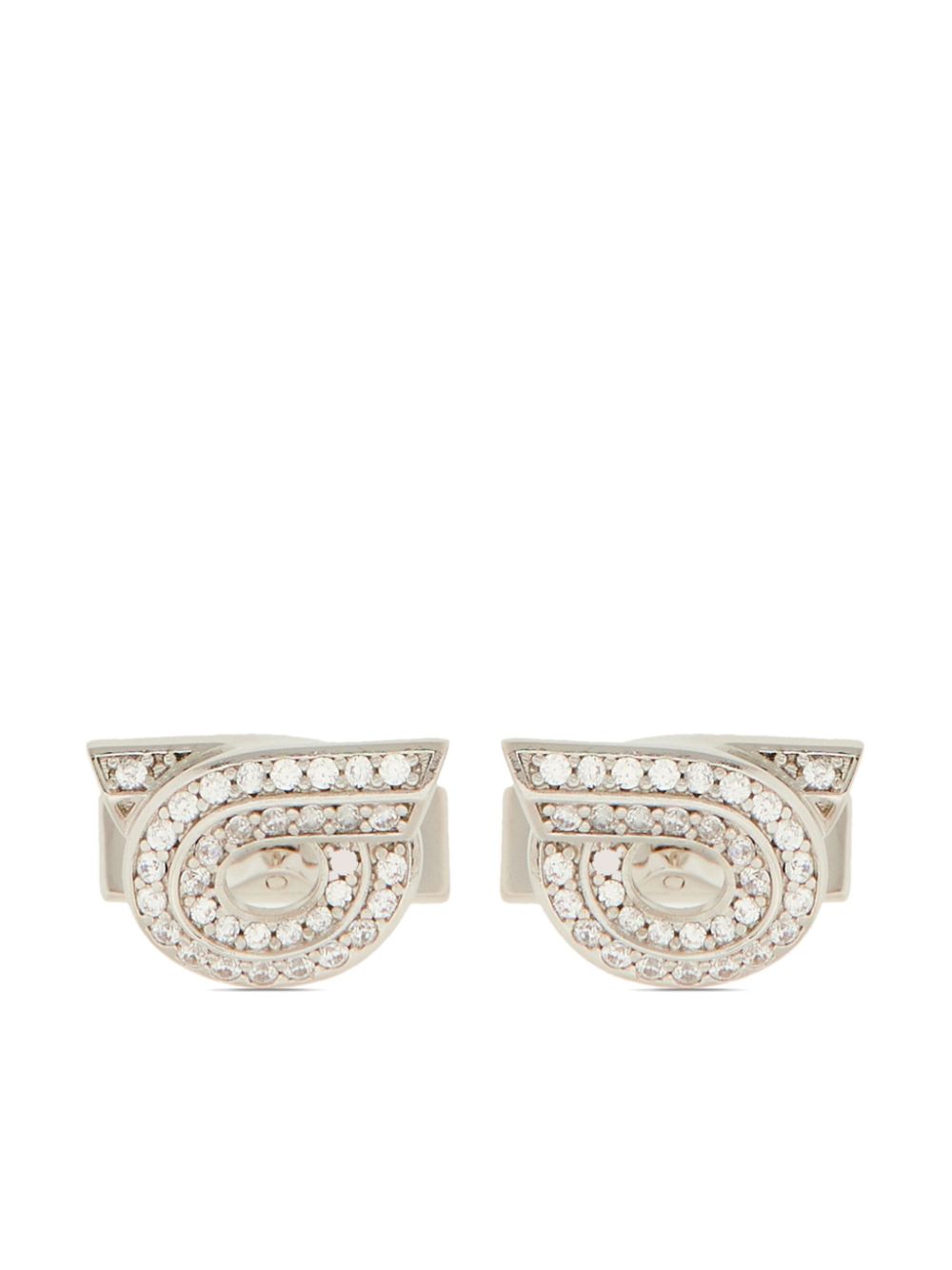 Ferragamo Gancini crystal-embellished cufflinks - Silver von Ferragamo