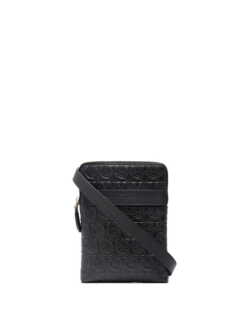 Ferragamo Gancini embossed messenger bag - Black von Ferragamo