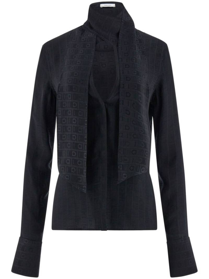 Ferragamo Gancini-jacquard silk blouse - Black von Ferragamo