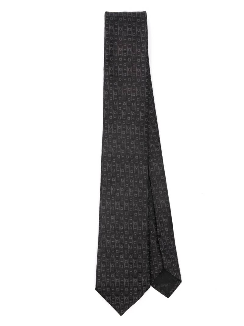 Ferragamo Gancini-jacquard tie - Grey von Ferragamo