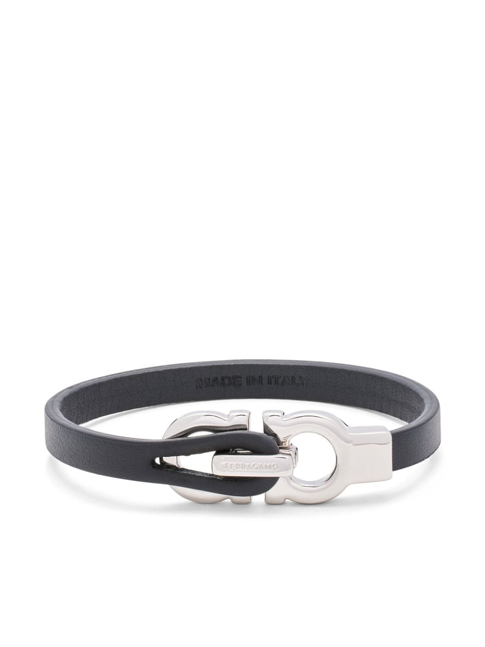 Ferragamo Gancini leather bracelet - Black von Ferragamo