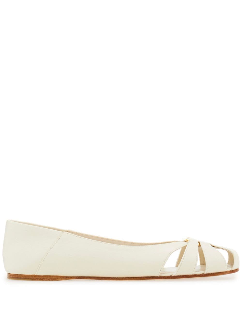 Ferragamo Gancini ornament flat ballerina shoes - White von Ferragamo