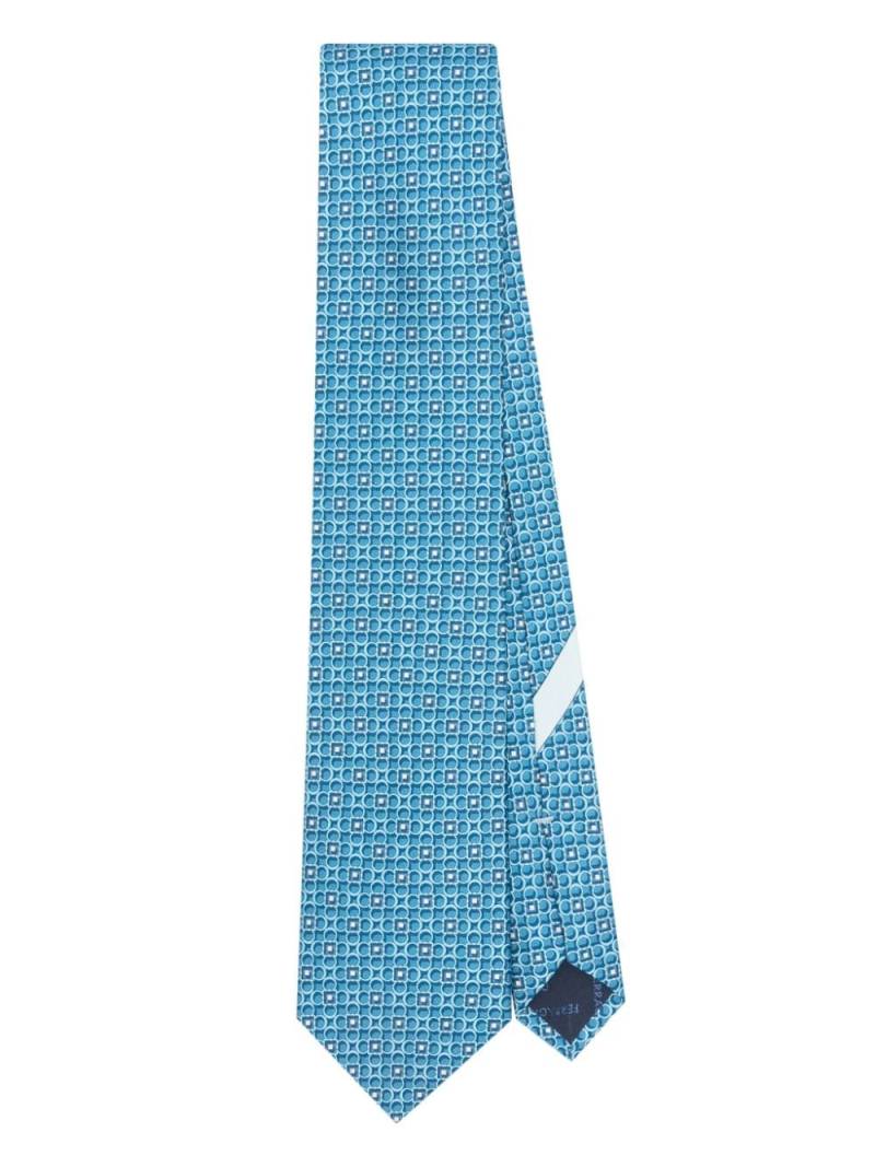 Ferragamo Gancini-pattern silk tie - Blue von Ferragamo