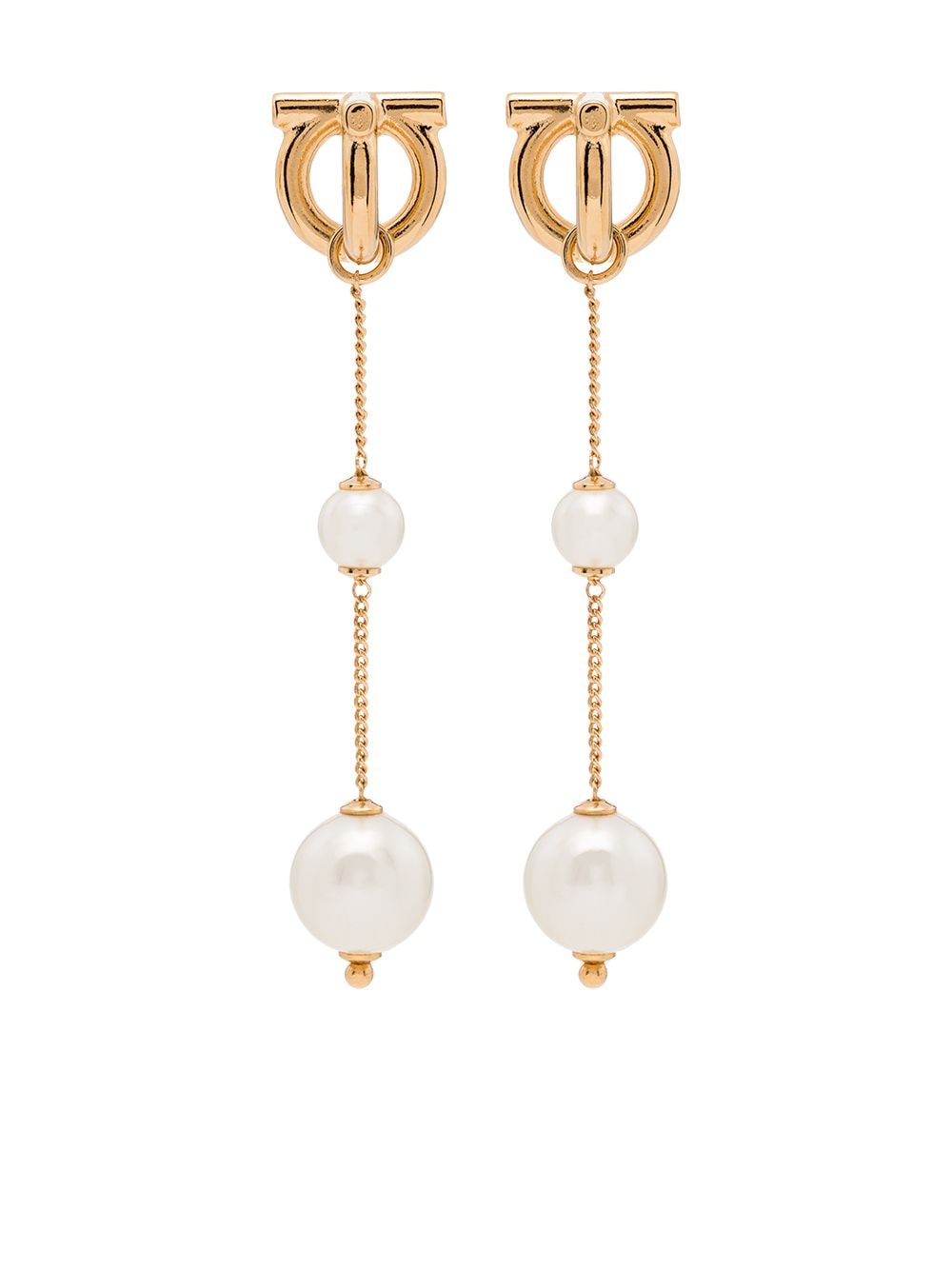 Ferragamo Gancini pearl-embellished drop earrings - Gold von Ferragamo