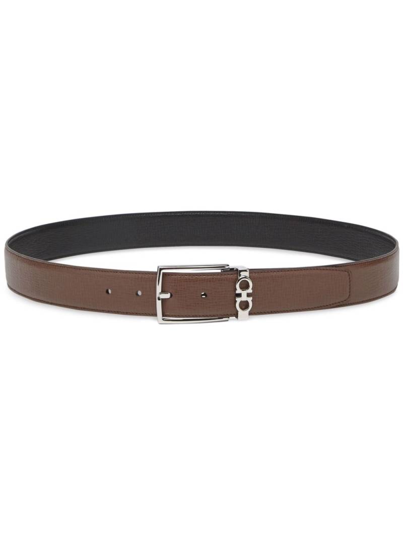 Ferragamo Gancini-plaque leather belt - Brown von Ferragamo