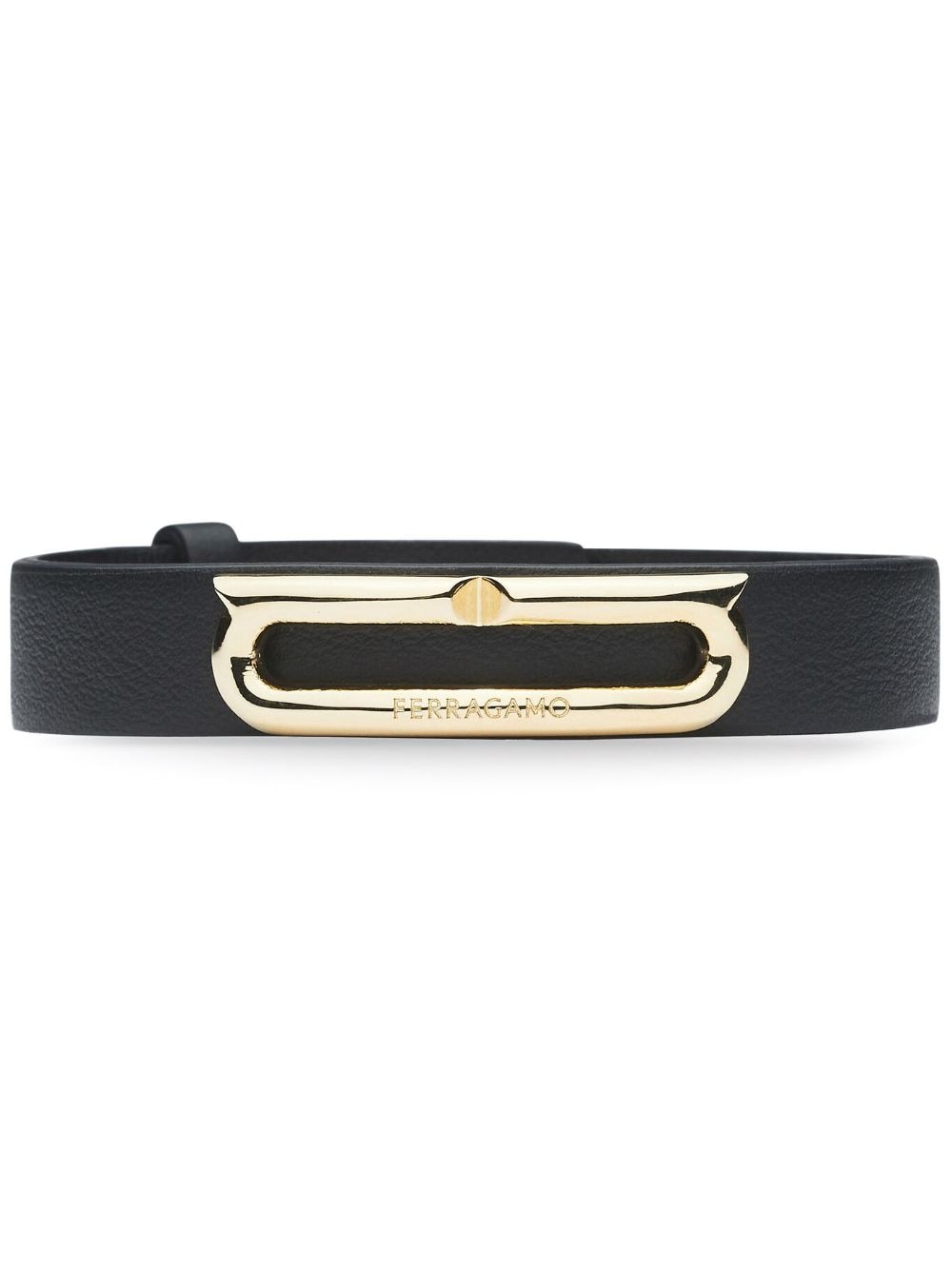 Ferragamo Gancini-plaque leather bracelet - Black von Ferragamo