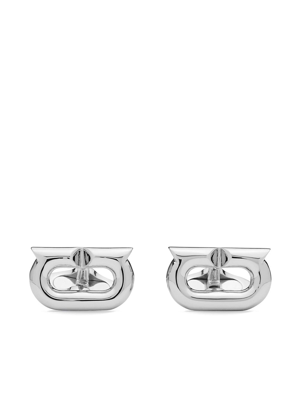 Ferragamo Gancini-plaque logo-engraved cufflinks - Grey von Ferragamo